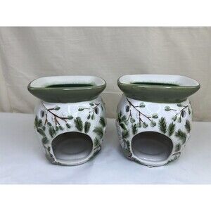 EUC Yankee Candle MISTLETOE Pine Holiday‎ CHRISTMAS Wax Tart Warmer  Lot Of 2